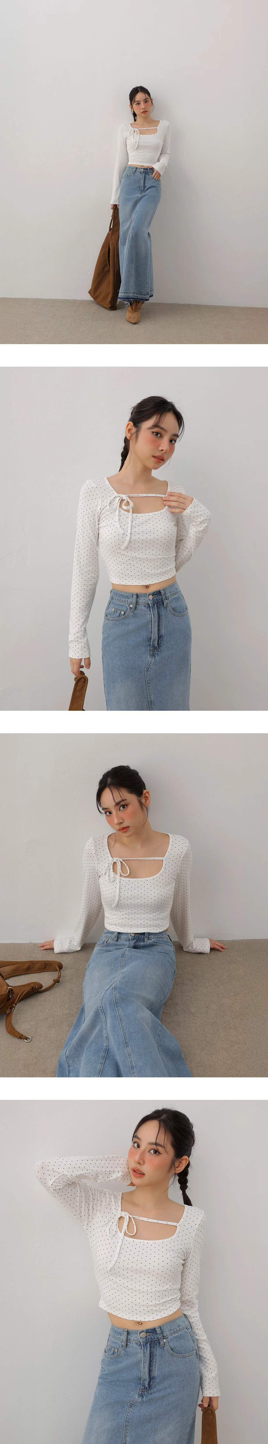 2 Way Polka Dot Halter Neck Tie Crop Top