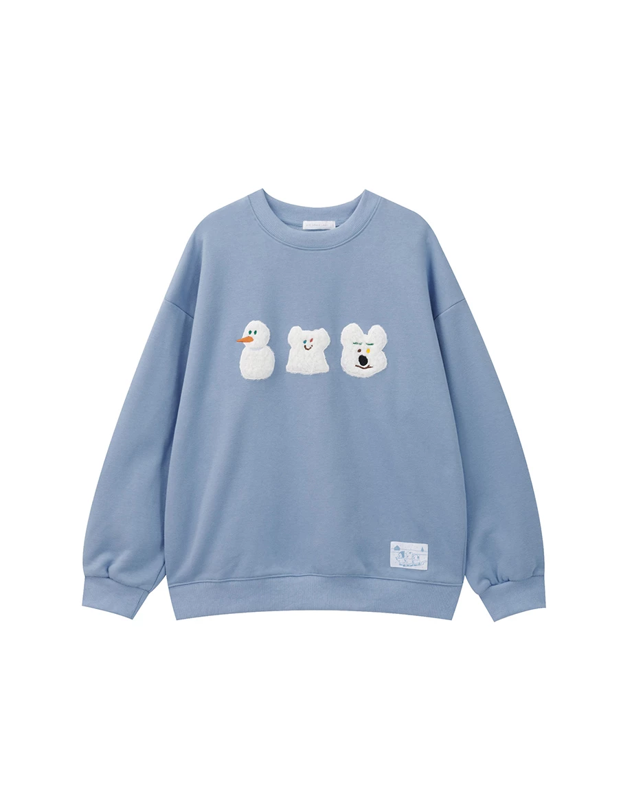 【DINOTAENG】3D Fluffy Snow Patch Knitted Sweatshirt