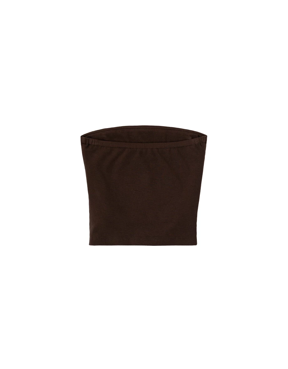 AIR SPACE Logo Embroidery Side Ruched Fleece Lined Bandeau Padded Tube Top