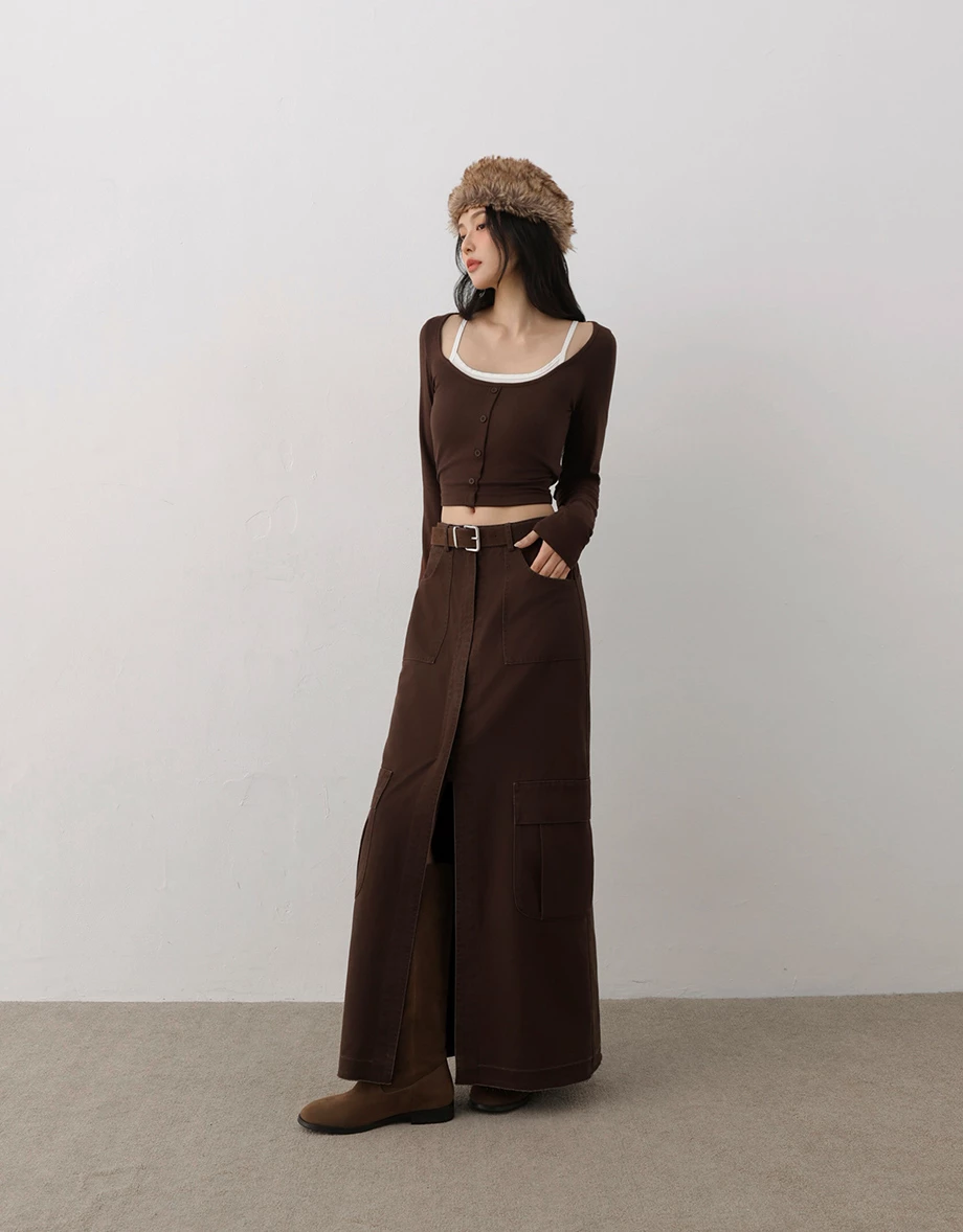 Faux 2 Piece Button Up Ribbed Knit Cami Layered Top