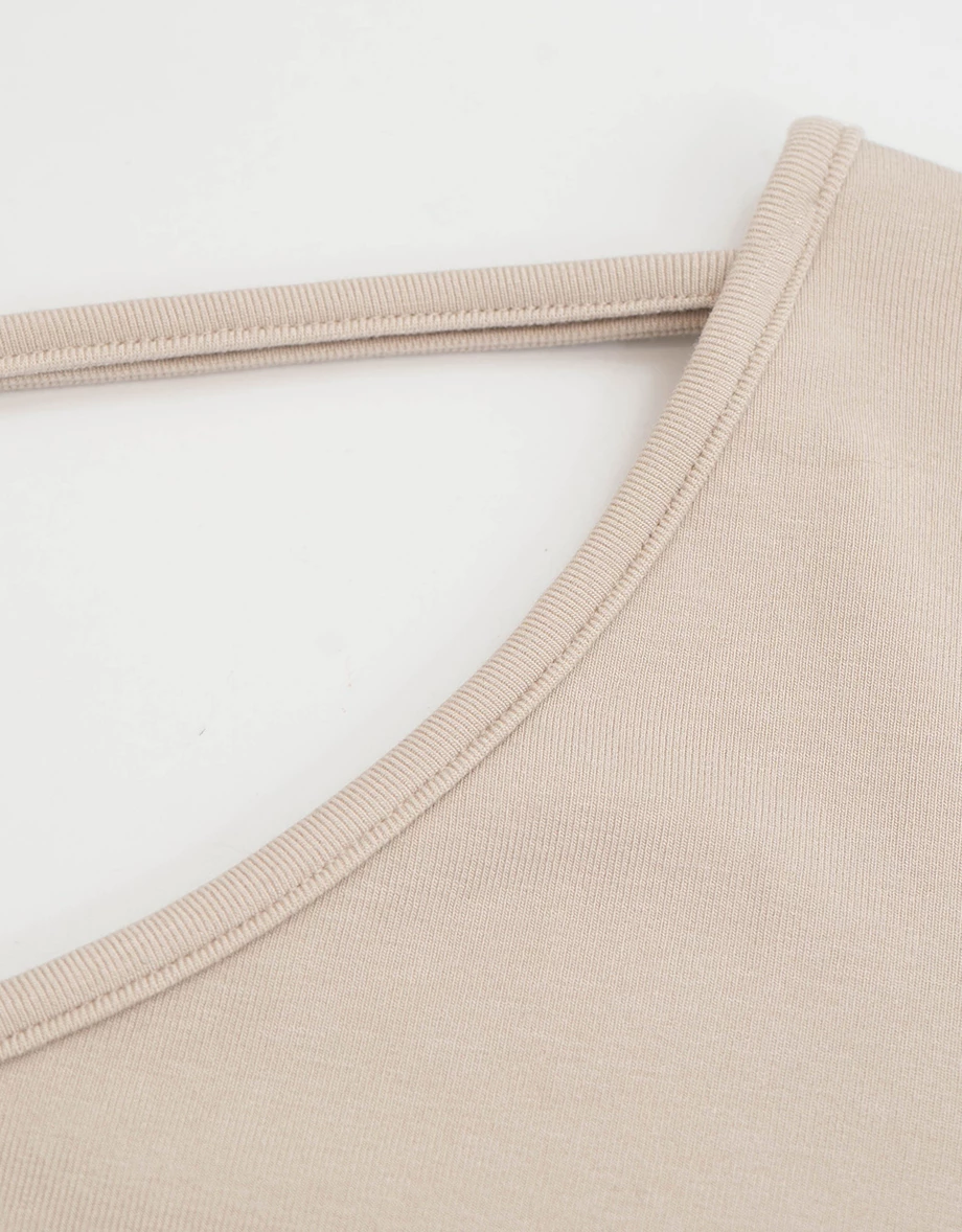 Long Sleeve Asymmetrical Cut out Crop Top