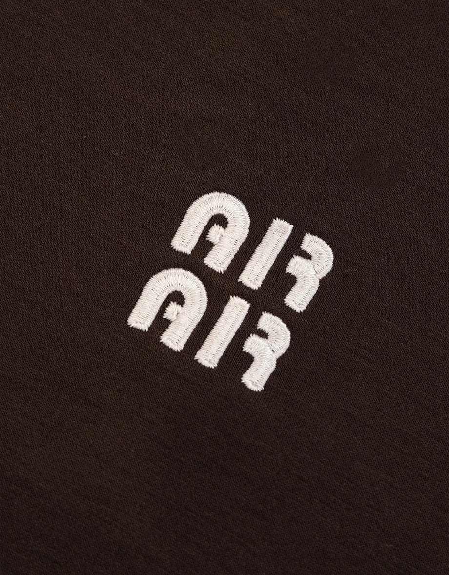 Fleece Lined Oversized One Shoulder Sweatshirt with AIR SPACE Logo Embroidery