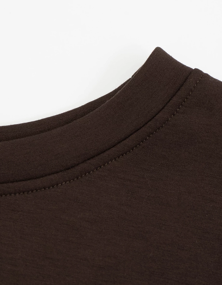 Fleece Lined Oversized One Shoulder Sweatshirt with AIR SPACE Logo Embroidery