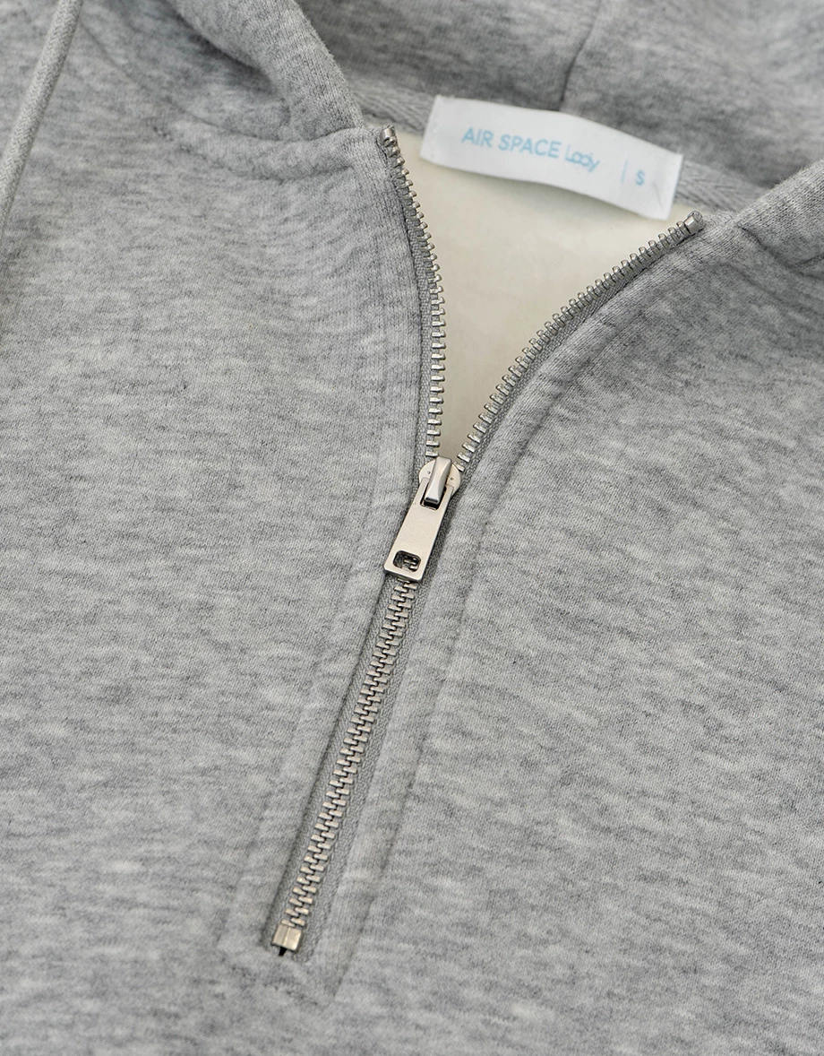 Half Zip Fleece Lined Oversized Hooded Sweatshirt