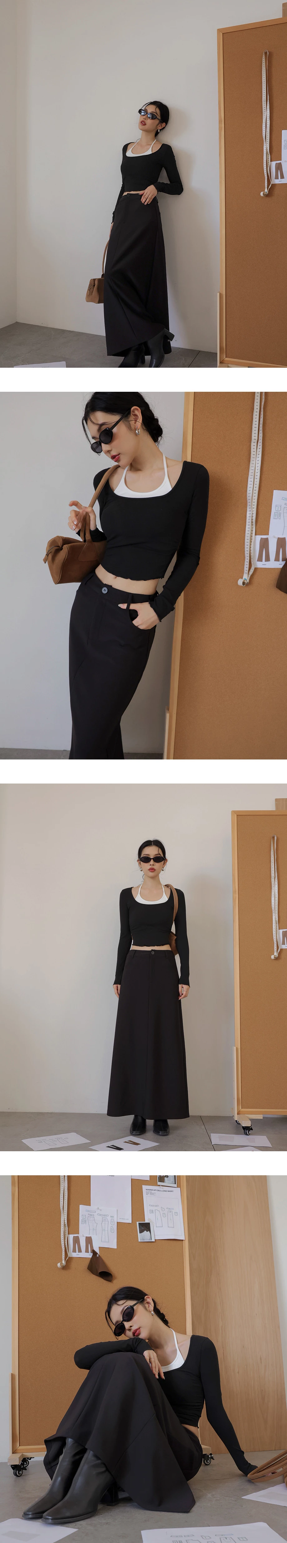 AIRY HOURGLASS Skirt Maxi Suit Pinggang Tinggi A-Line Minimalis dengan Poket AIRY HOURGLASS Skirt Maxi Suit Pinggang Tinggi A-Line Minimalis dengan Poket