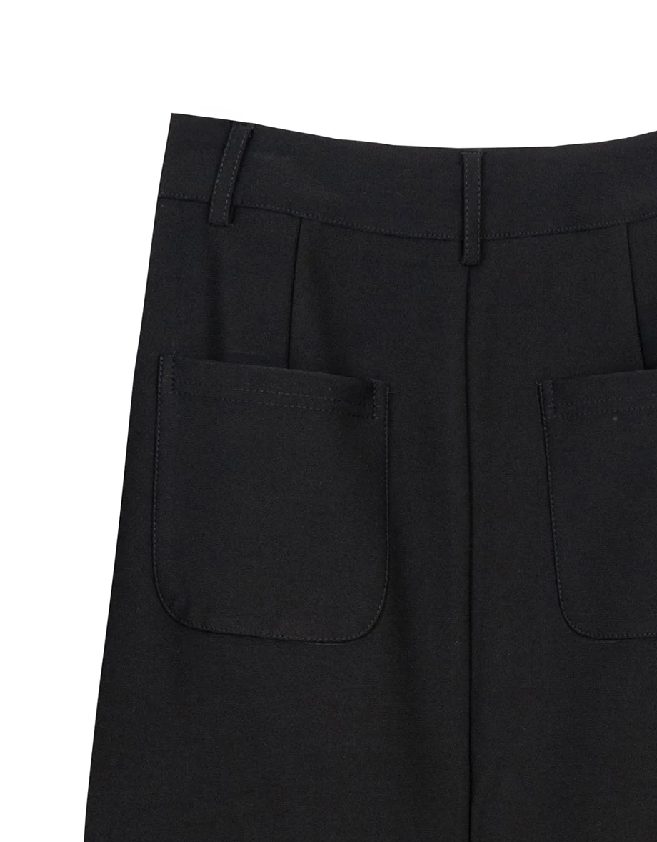 AIRY HOURGLASS Minimalist A Line High Waist Tailored Suit Maxi Skirt with Pockets