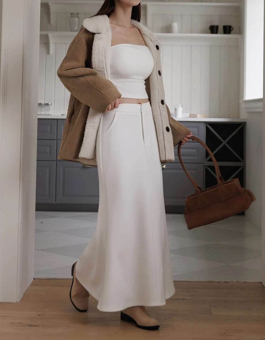 Classic High Waist Mermaid Silhouette Maxi Skirt with Pockets Classic High Waist Mermaid Silhouette Maxi Skirt with Pockets