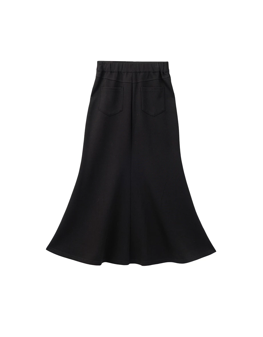 Classic High Waist Mermaid Silhouette Maxi Skirt with Pockets Classic High Waist Mermaid Silhouette Maxi Skirt with Pockets