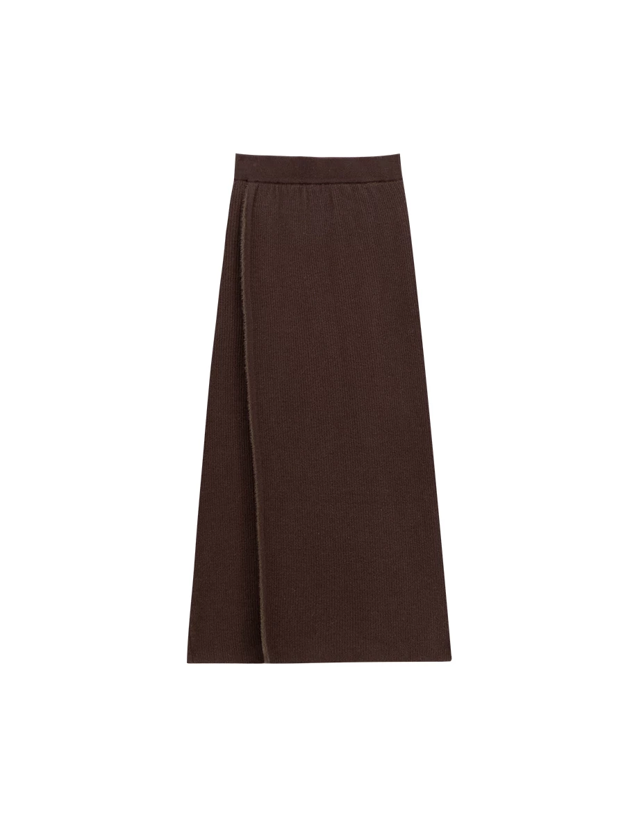 High Waist Asymmetrical Overlap Knit Straight Maxi Skirt High Waist Asymmetrical Overlap Knit Straight Maxi Skirt