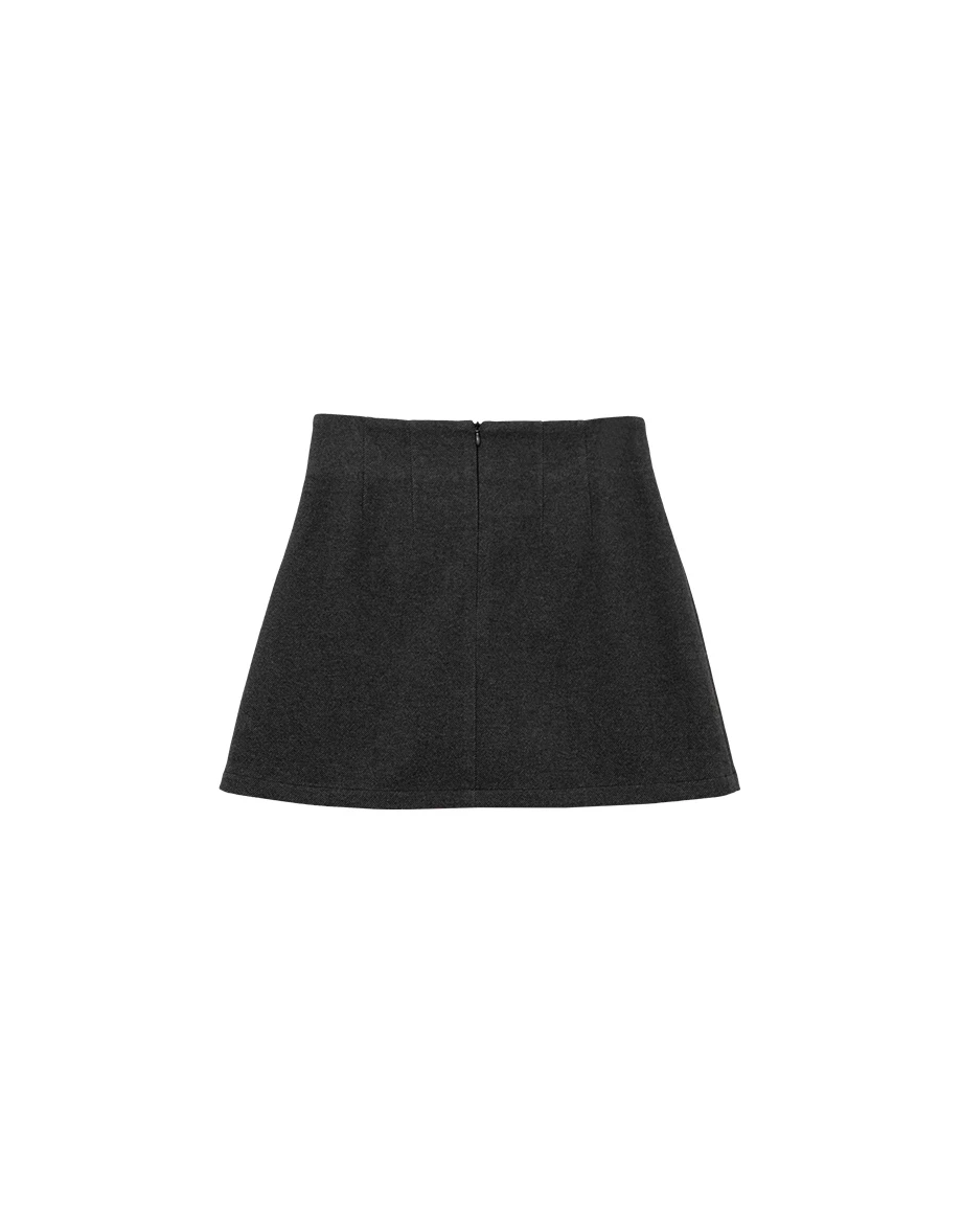 【AIRY HOURGLASS】Perfect Waistline A Line Mini Skirt with Front Slit Detail