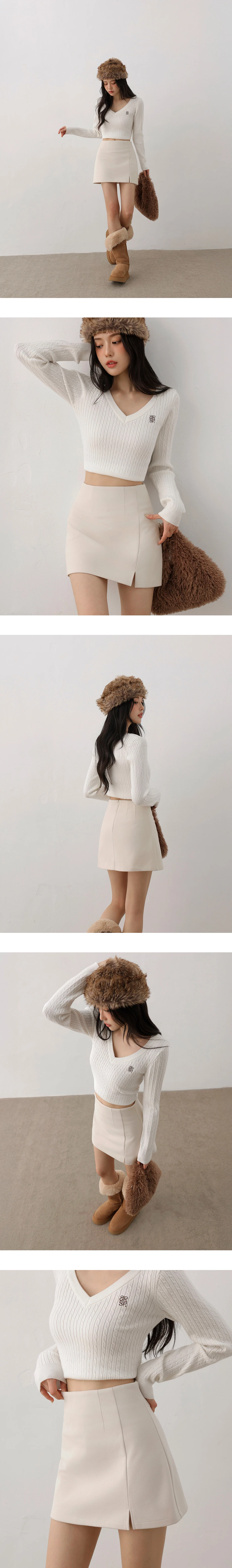 【AIRY HOURGLASS】Perfect Waistline A Line Mini Skirt with Front Slit Detail