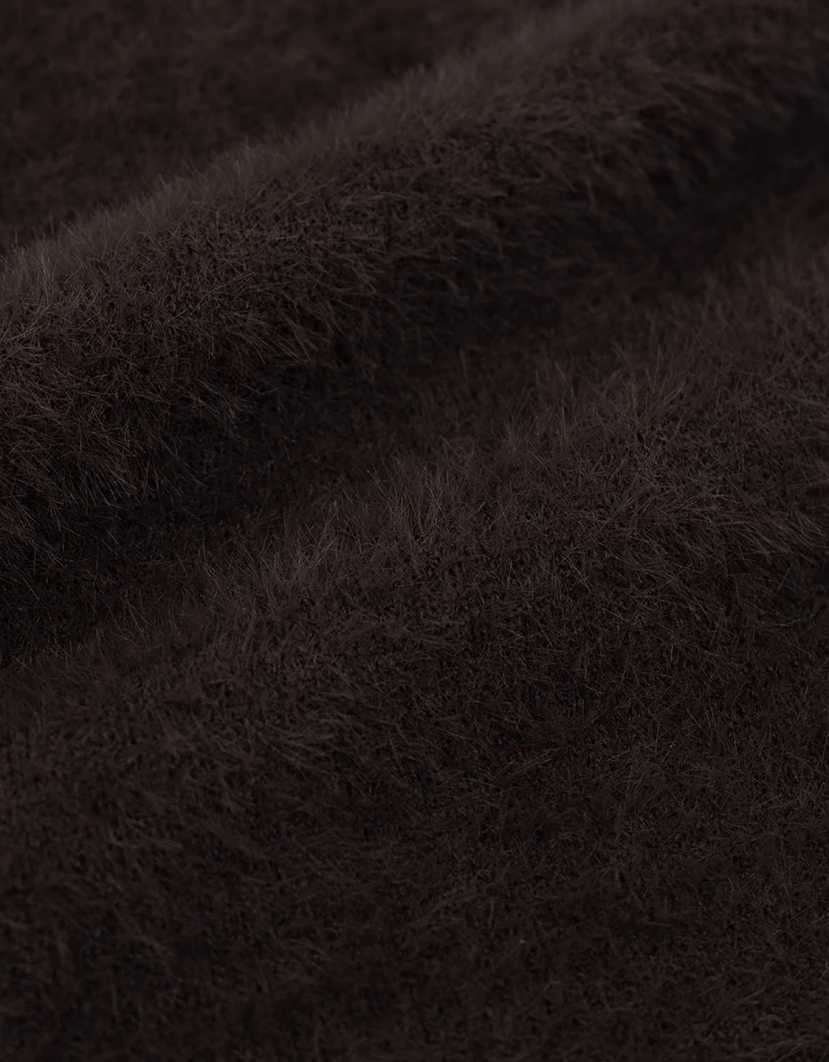 Elastic Waist Flared Hem Faux Mink Knit Maxi Skirt