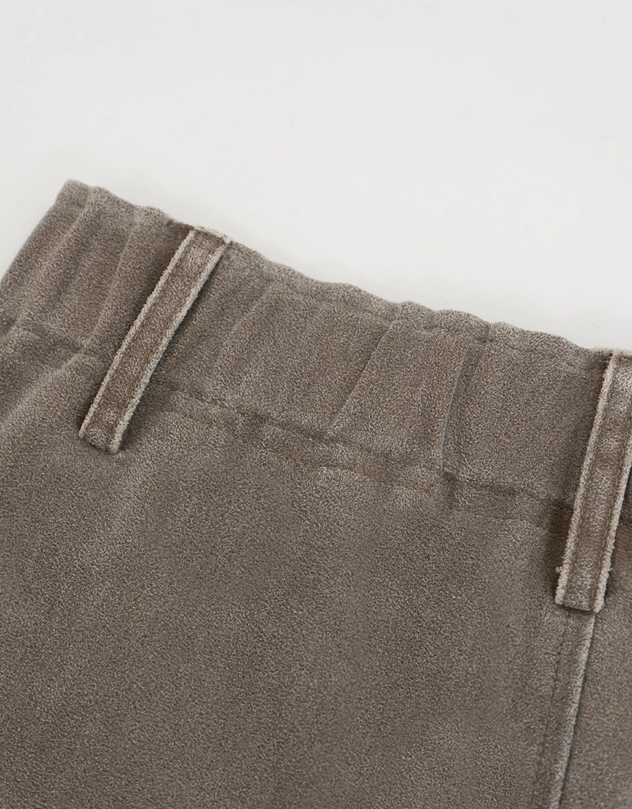 Vintage Wash Elastic Waist Cargo Mini Skirt with Flap Pockets