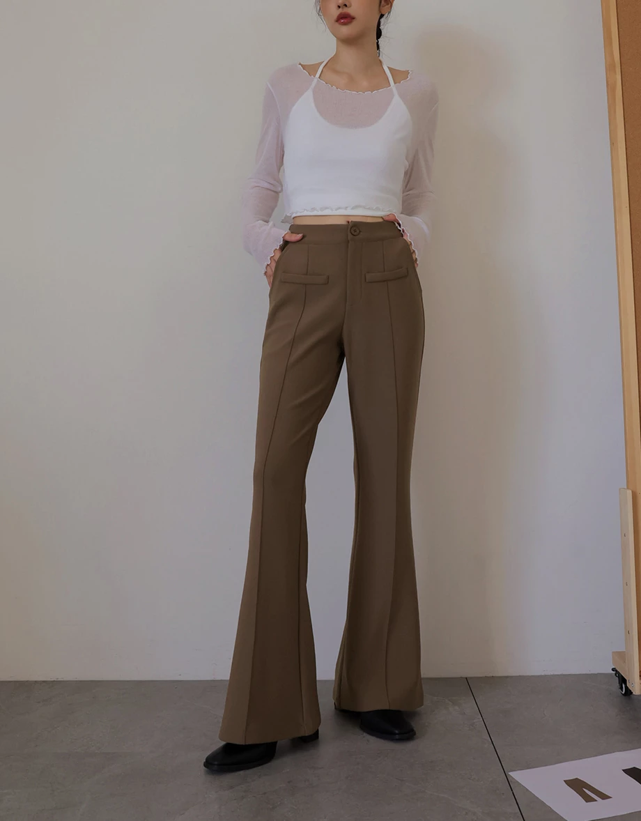 AIRY HOURGLASS High Waist Tailored Suit Flare Pants with Front Seam Detail