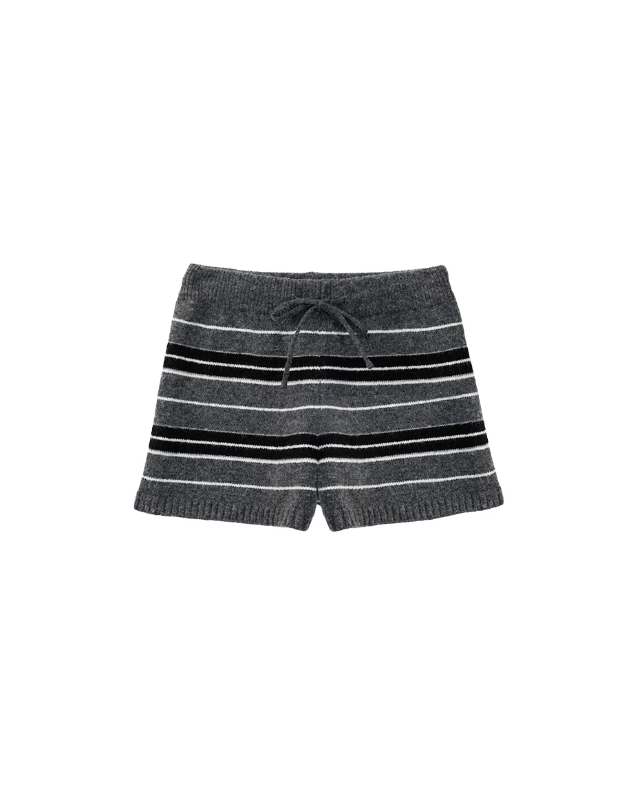 Cozy Plush Knit Drawstring Lounge Shorts (Solid/Striped) Cozy Plush Knit Drawstring Lounge Shorts (Solid/Striped)