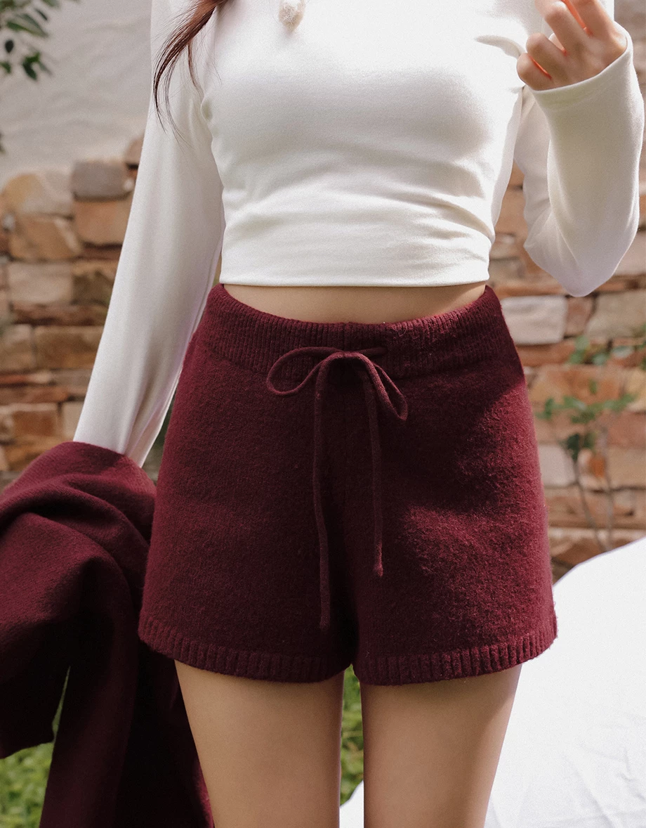 Cozy Plush Knit Drawstring Lounge Shorts (Solid/Striped) Cozy Plush Knit Drawstring Lounge Shorts (Solid/Striped)