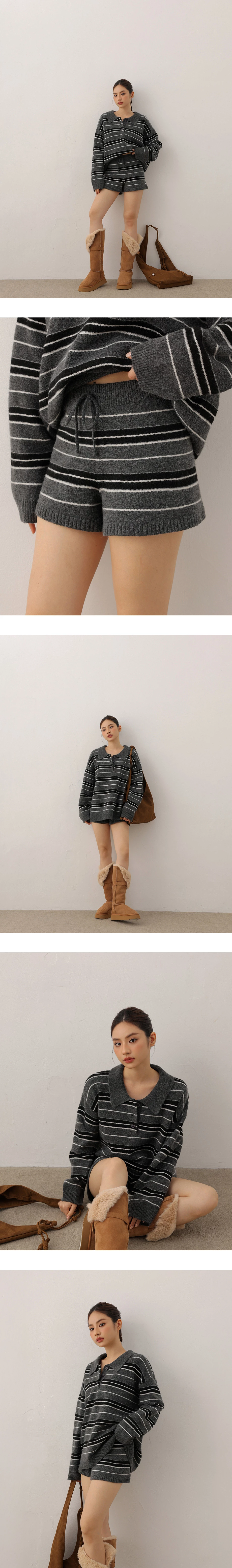 Cozy Plush Knit Drawstring Lounge Shorts (Solid/Striped) Cozy Plush Knit Drawstring Lounge Shorts (Solid/Striped)