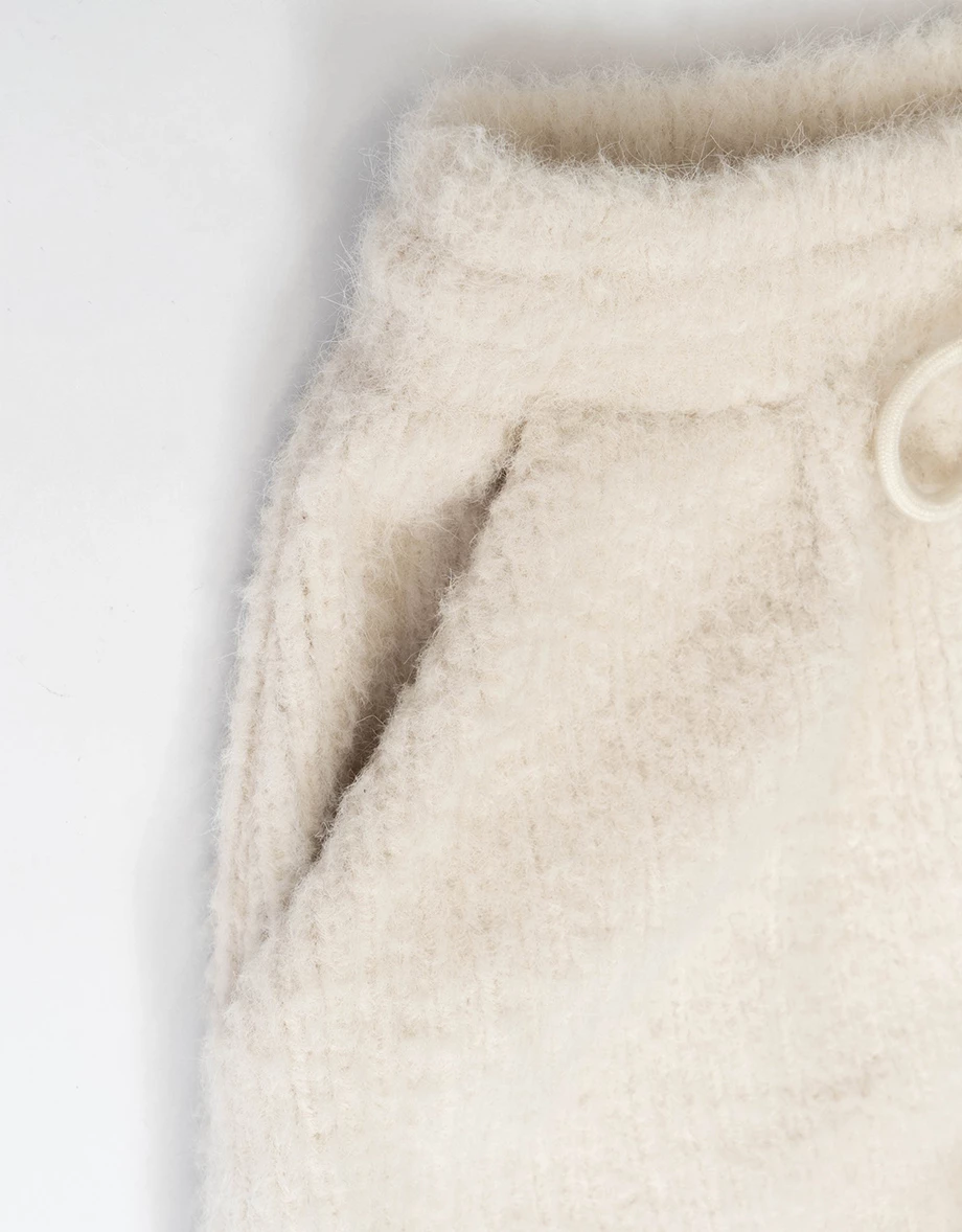 Fluffy Knit Drawstring Waist Lounge Shorts