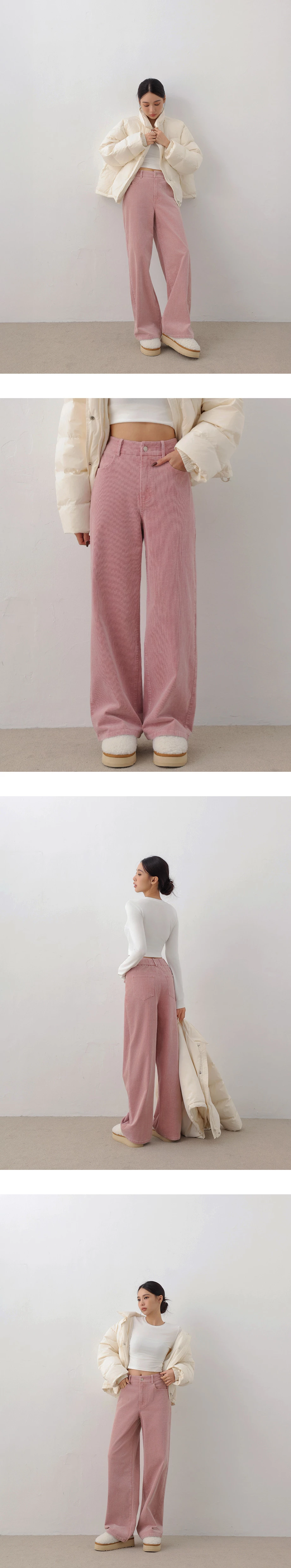 Middle Waist Soft Corduroy Straight Wide Leg Pants Middle Waist Soft Corduroy Straight Wide Leg Pants