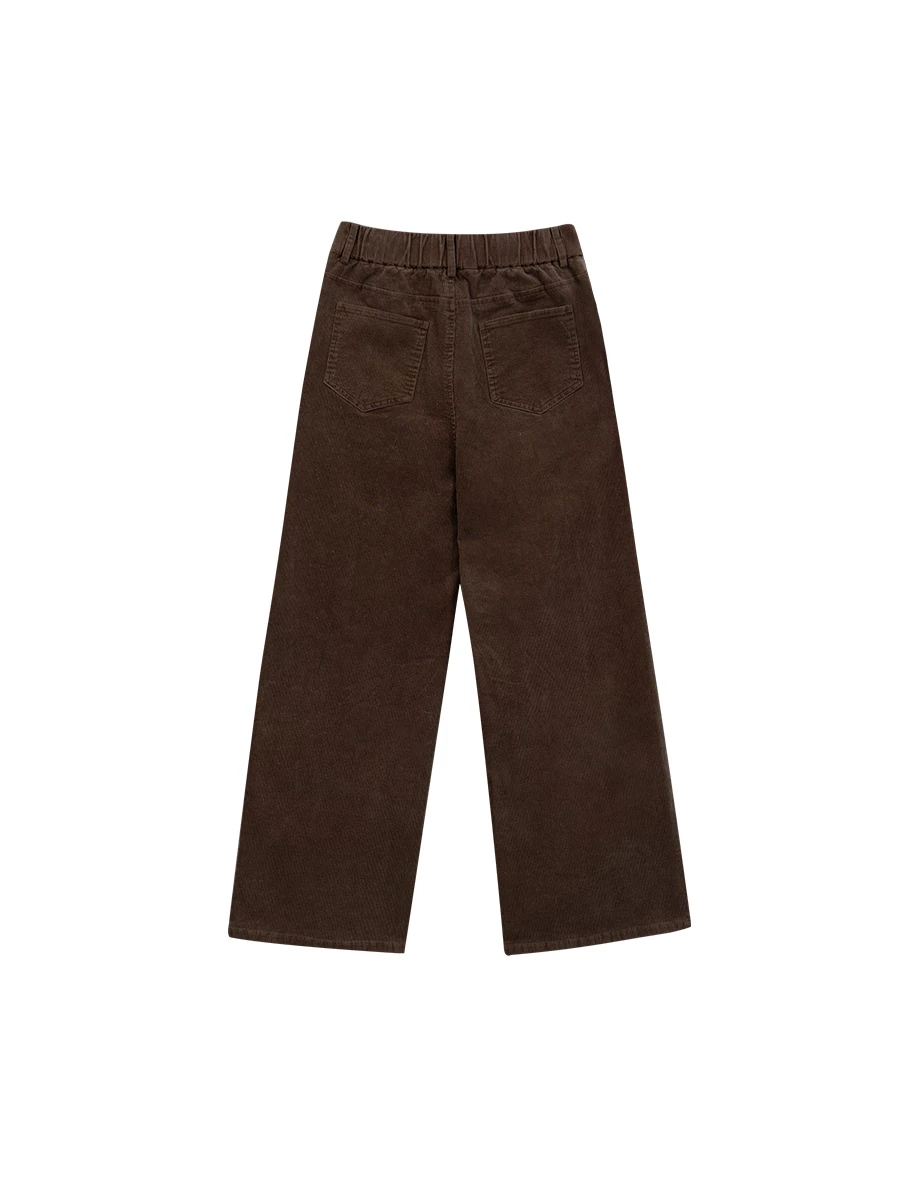 Middle Waist Soft Corduroy Straight Wide Leg Pants