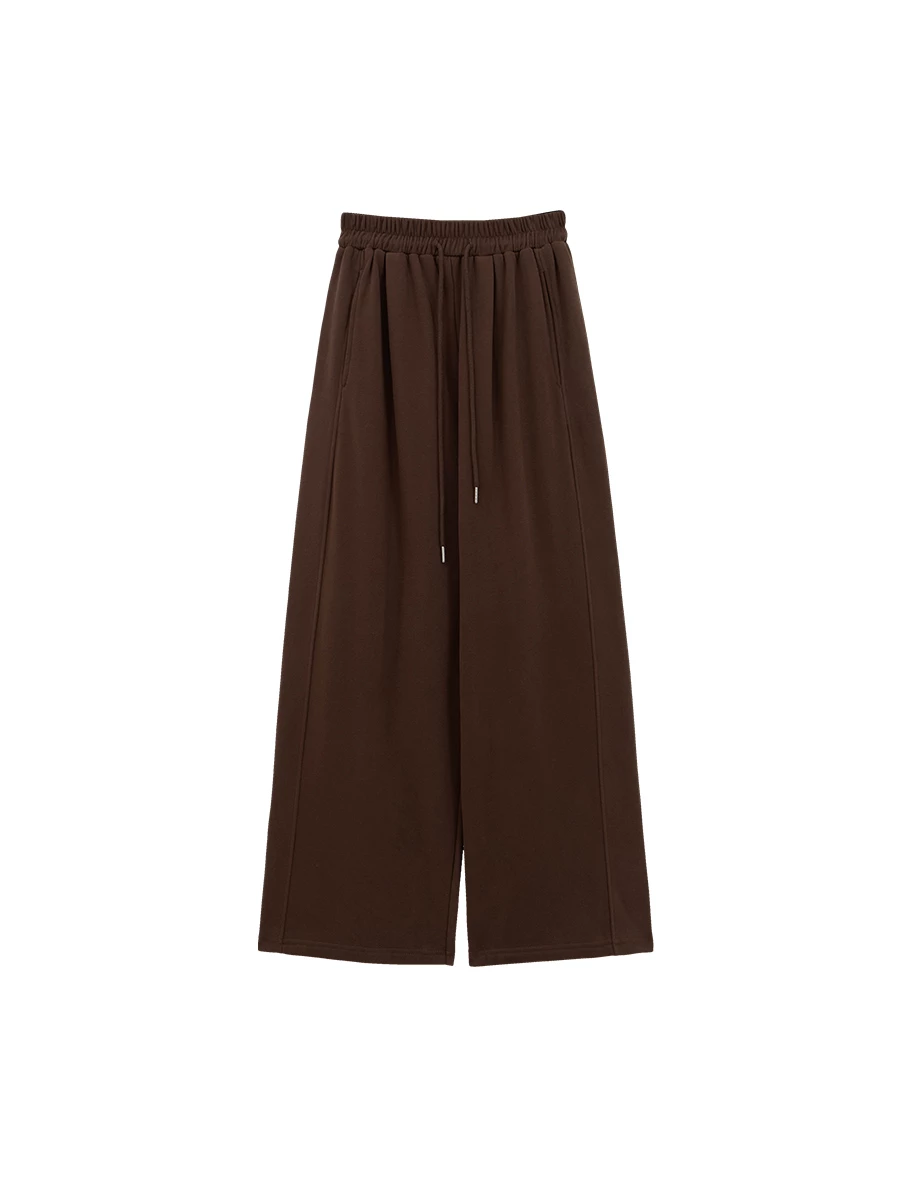 Fleece Lined Drawstring Waist Wide Leg Sweatpants