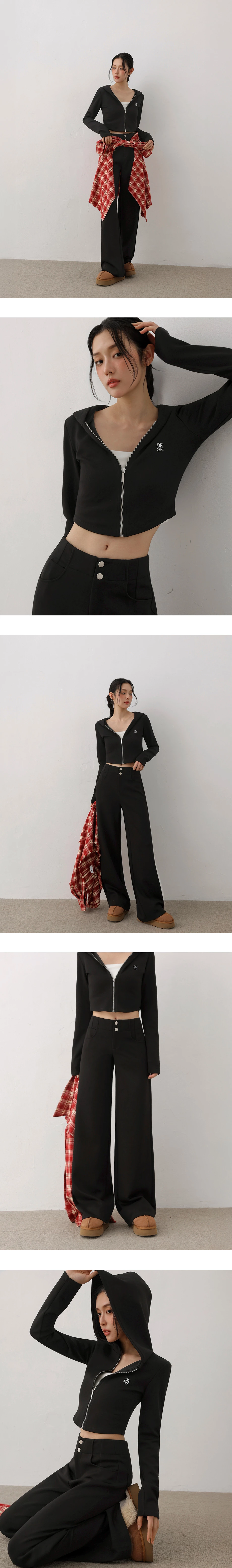 【AIRY HOURGLASS】Perfect Waistline Double Button Straight Wide Leg Sweat Pants