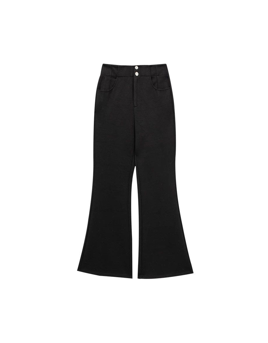 【AIRY HOURGLASS】Perfect Waistline Double Button Wide Leg Flare Pants