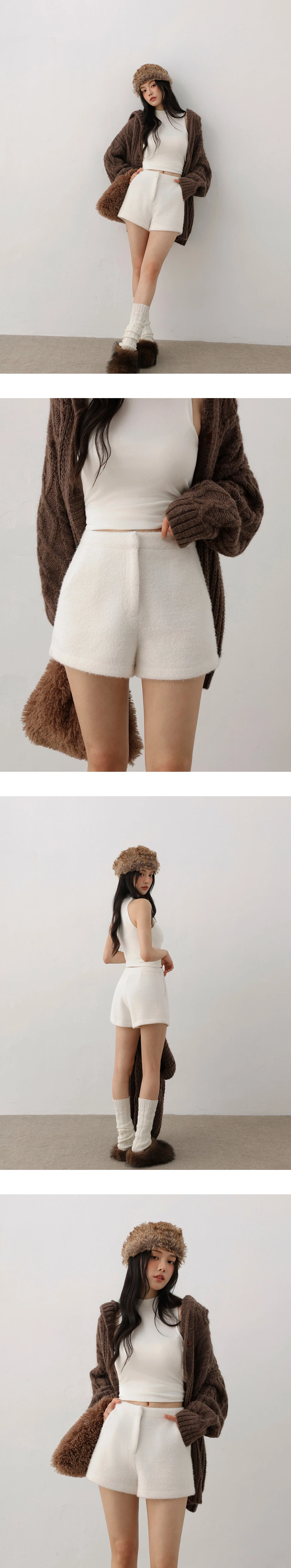 Soft Touch Fuzzy Textured Lounge Shorts with Pockets