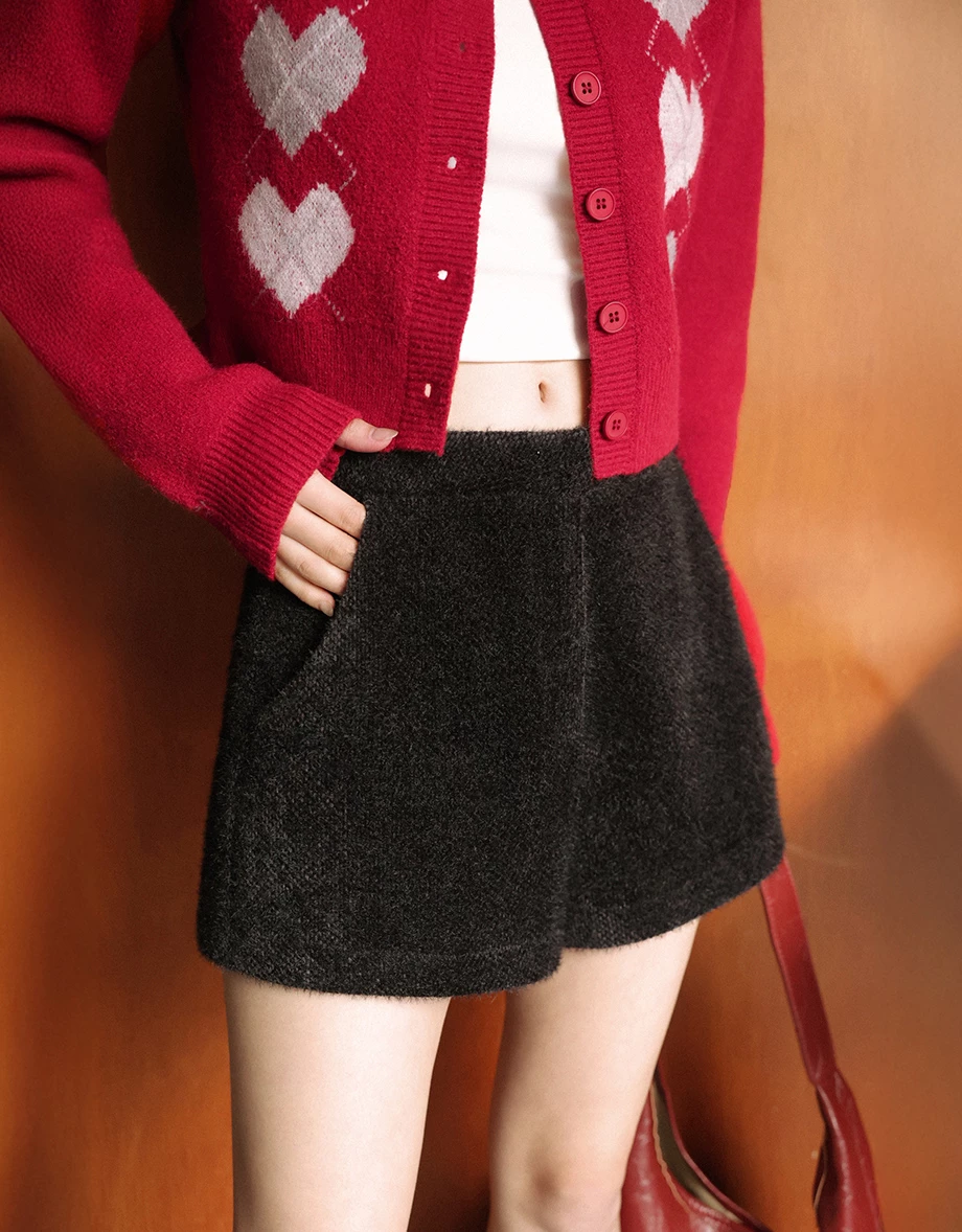 Soft Touch Fuzzy Textured Lounge Shorts with Pockets