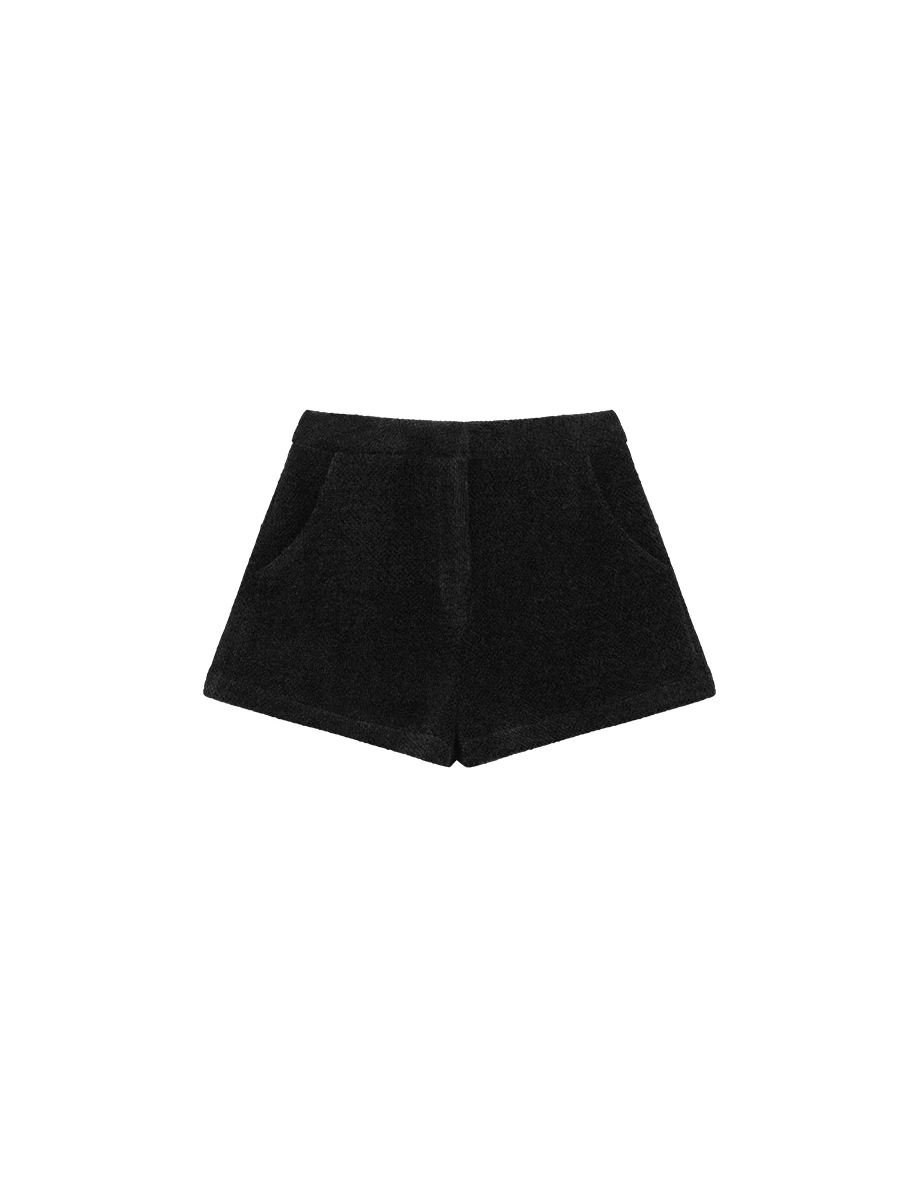 Soft Touch Fuzzy Textured Lounge Shorts with Pockets
