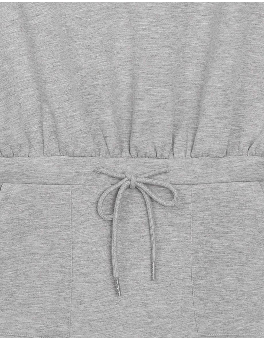 Drawstring Waist Sweat Mini Dress with Sailor Collar