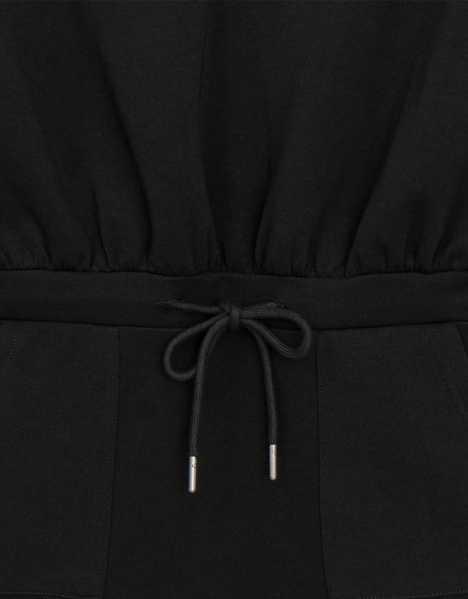 Drawstring Waist Sweat Mini Dress with Sailor Collar