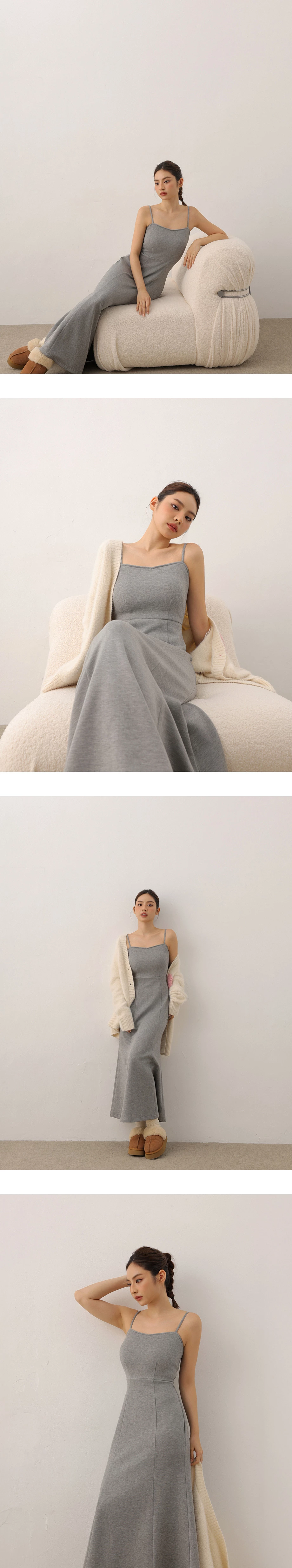 Solid Color Soft Knit Spaghetti Strap Padded Maxi Dress Solid Color Soft Knit Spaghetti Strap Padded Maxi Dress