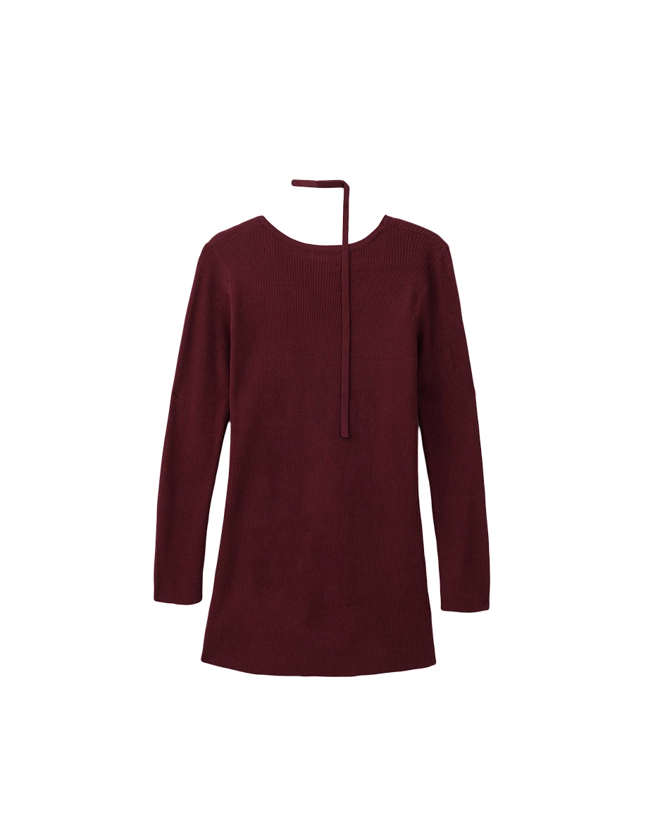 Ribbed Knit Button Down Mini Dress with Detachable Neck Strap Detail Ribbed Knit Button Down Mini Dress with Detachable Neck Strap Detail