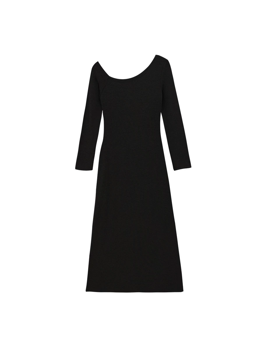 Bodycon One Shoulder Ribbed Knit Side Slit Padded Maxi Dress