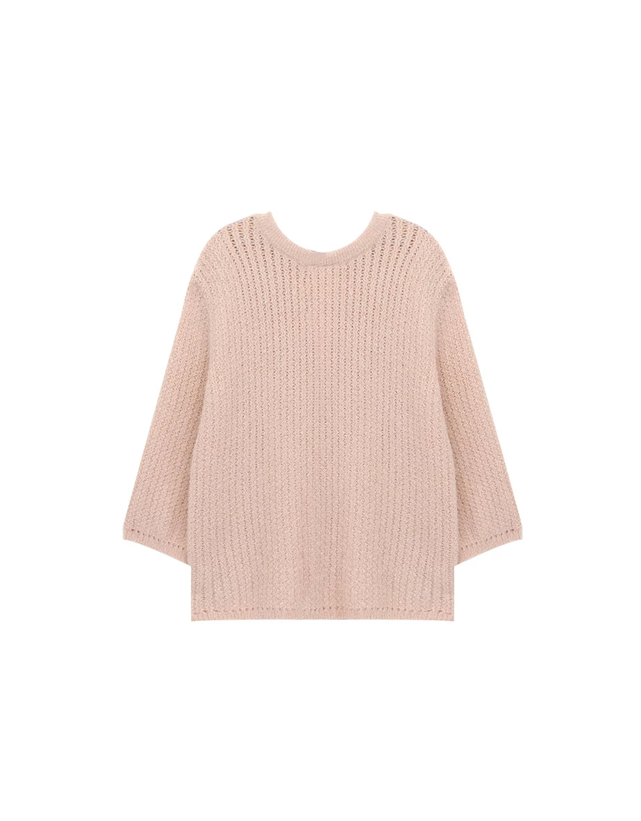 Fuzzy Knit Open Back Bow Tie Mini Dress