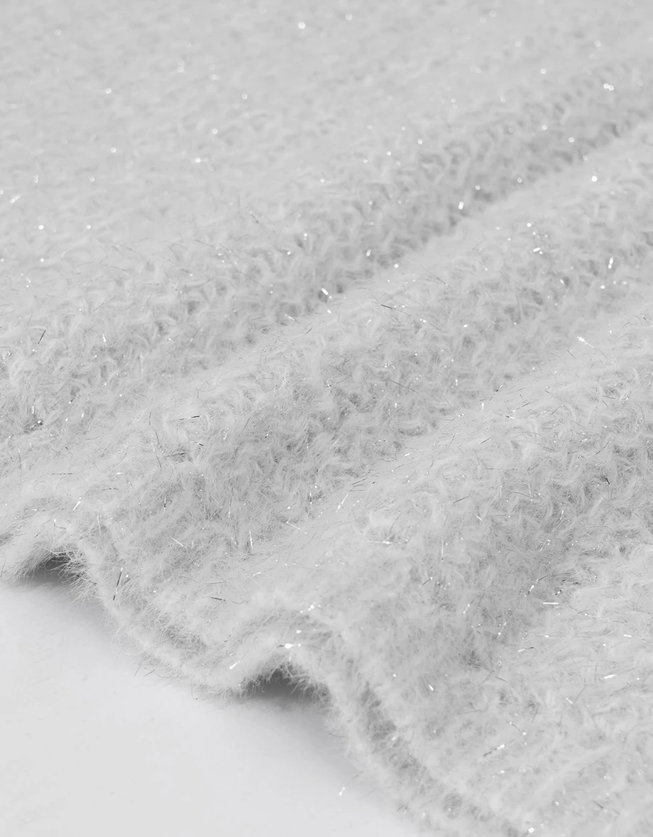 Fuzzy Knit Open Back Bow Tie Mini Dress