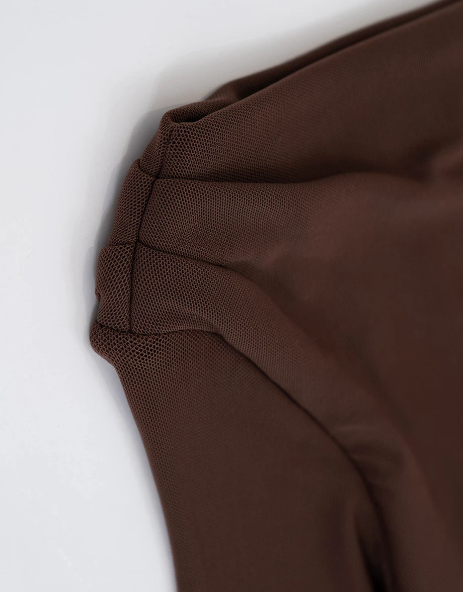 Asymmetric Off Shoulder Ruched Padded Maxi Dress with Sheer Chiffon Hem