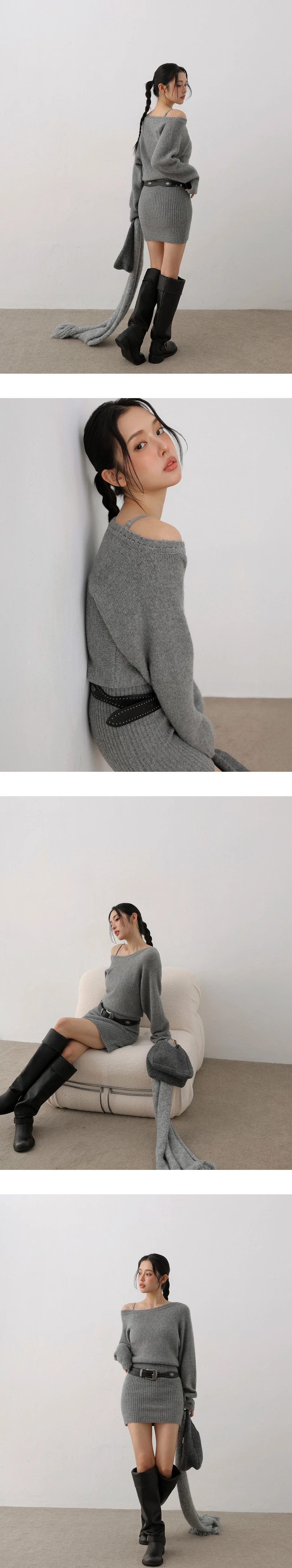 Asymmetrical One Shoulder Fitted Knit Mini Dress