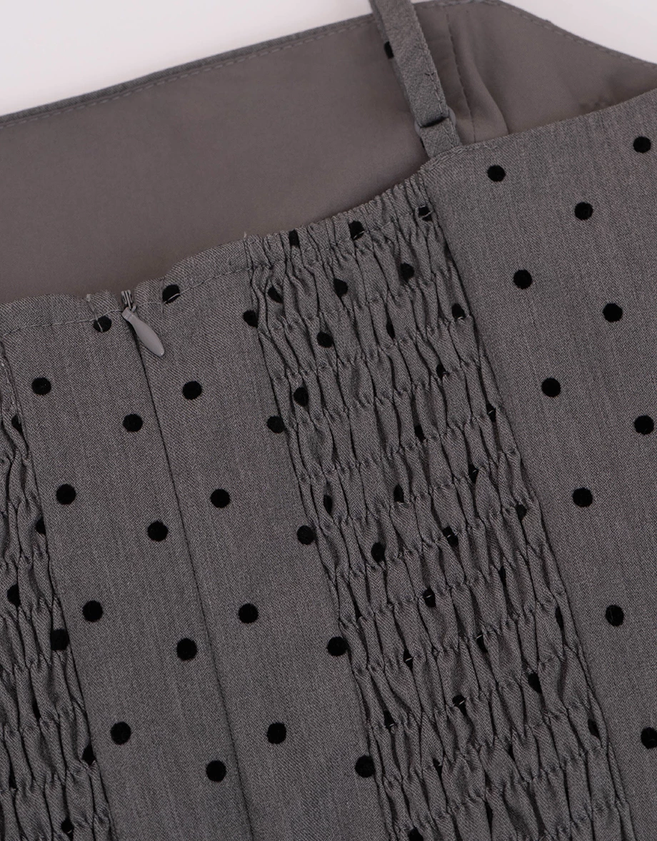 Adjustable Spaghetti Strap Pleated Padded Cami Mini Dress with Belt (Solid/Polka Dot) Adjustable Spaghetti Strap Pleated Padded Cami Mini Dress with Belt (Solid/Polka Dot)