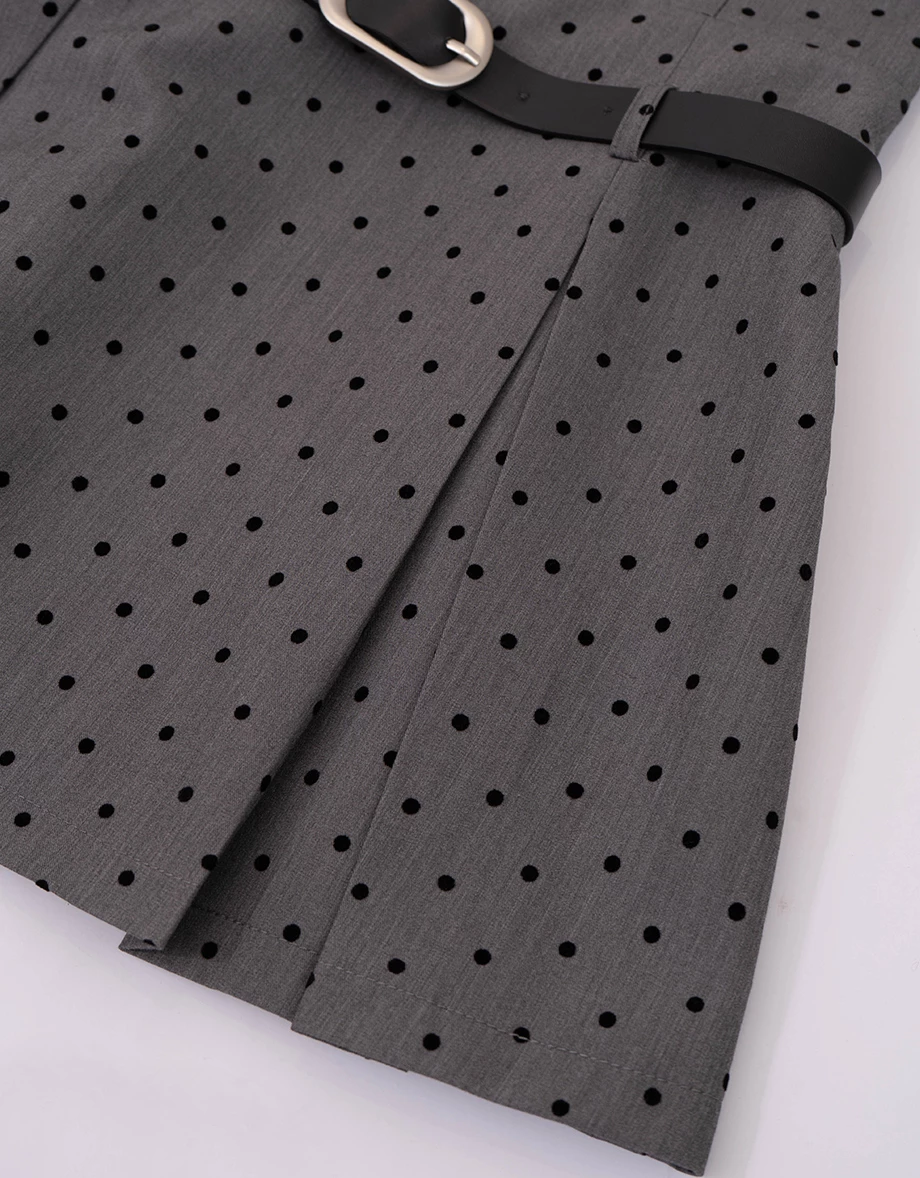 Adjustable Spaghetti Strap Pleated Padded Cami Mini Dress with Belt (Solid/Polka Dot) Adjustable Spaghetti Strap Pleated Padded Cami Mini Dress with Belt (Solid/Polka Dot)