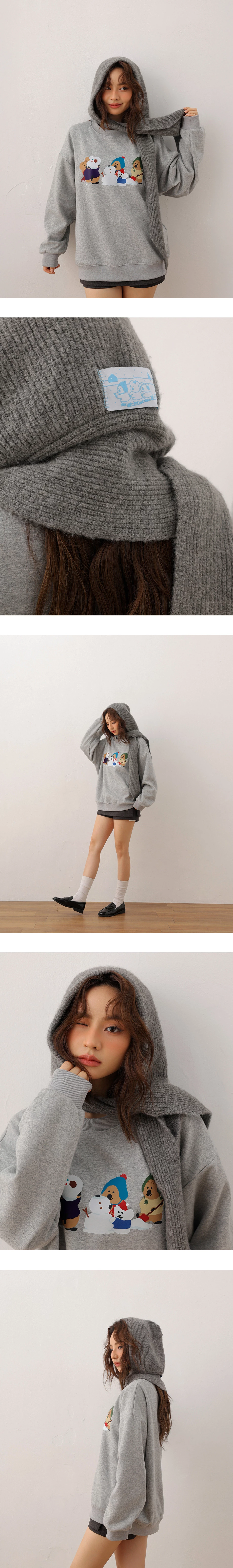 【DINOTAENG】Cable Knit Hooded Scarf 【DINOTAENG】Cable Knit Hooded Scarf