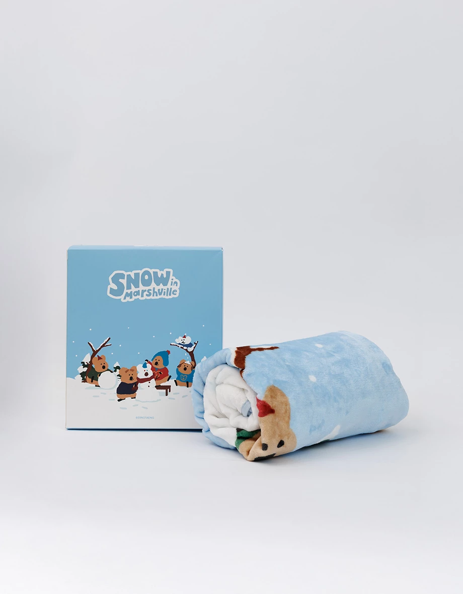 【DINOTAENG】QUOKKA Family Snow Season Plush Throw Blanket
