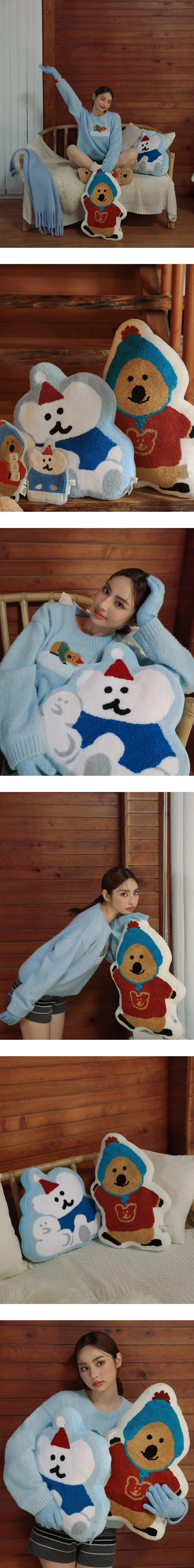 【DINOTAENG】Fluffy Embroidery Plush Cushion Pillow 【DINOTAENG】Fluffy Embroidery Plush Cushion Pillow