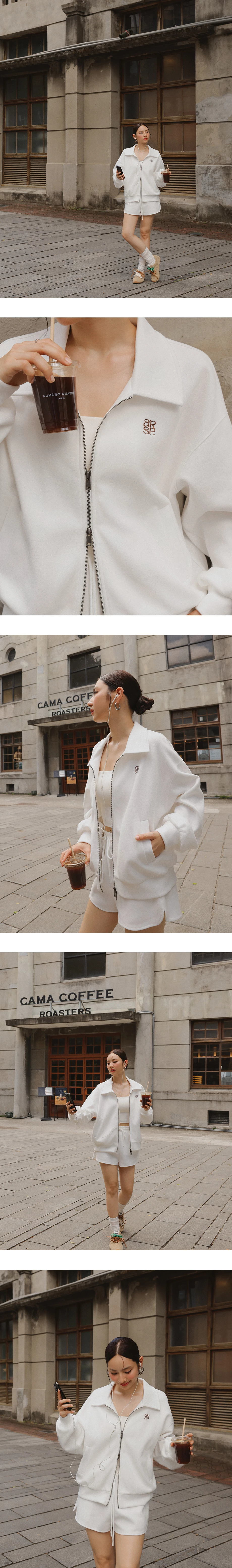 【Ling Cheng Design】Oversized Collar Zip Up Jacket with AIR SPACE Logo Embroidered