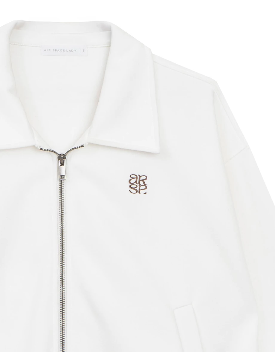 【Ling Cheng Design】Oversized Collar Zip Up Jacket with AIR SPACE Logo Embroidered
