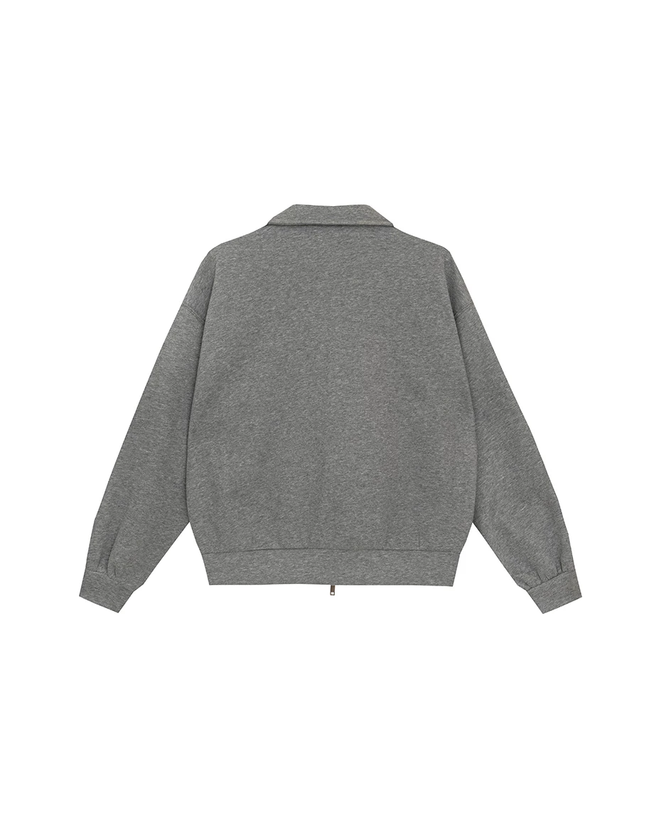 【Ling Cheng Design】Oversized Collar Zip Up Jacket with AIR SPACE Logo Embroidered