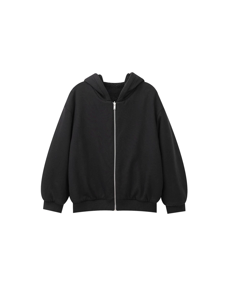 Cozy Fleece Lined Zip Up Hoodie Jacket