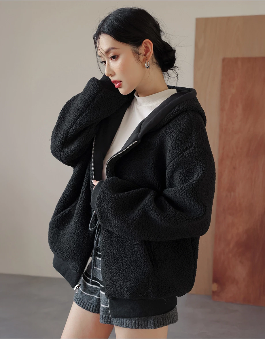 Cozy Fleece Lined Zip Up Hoodie Jacket