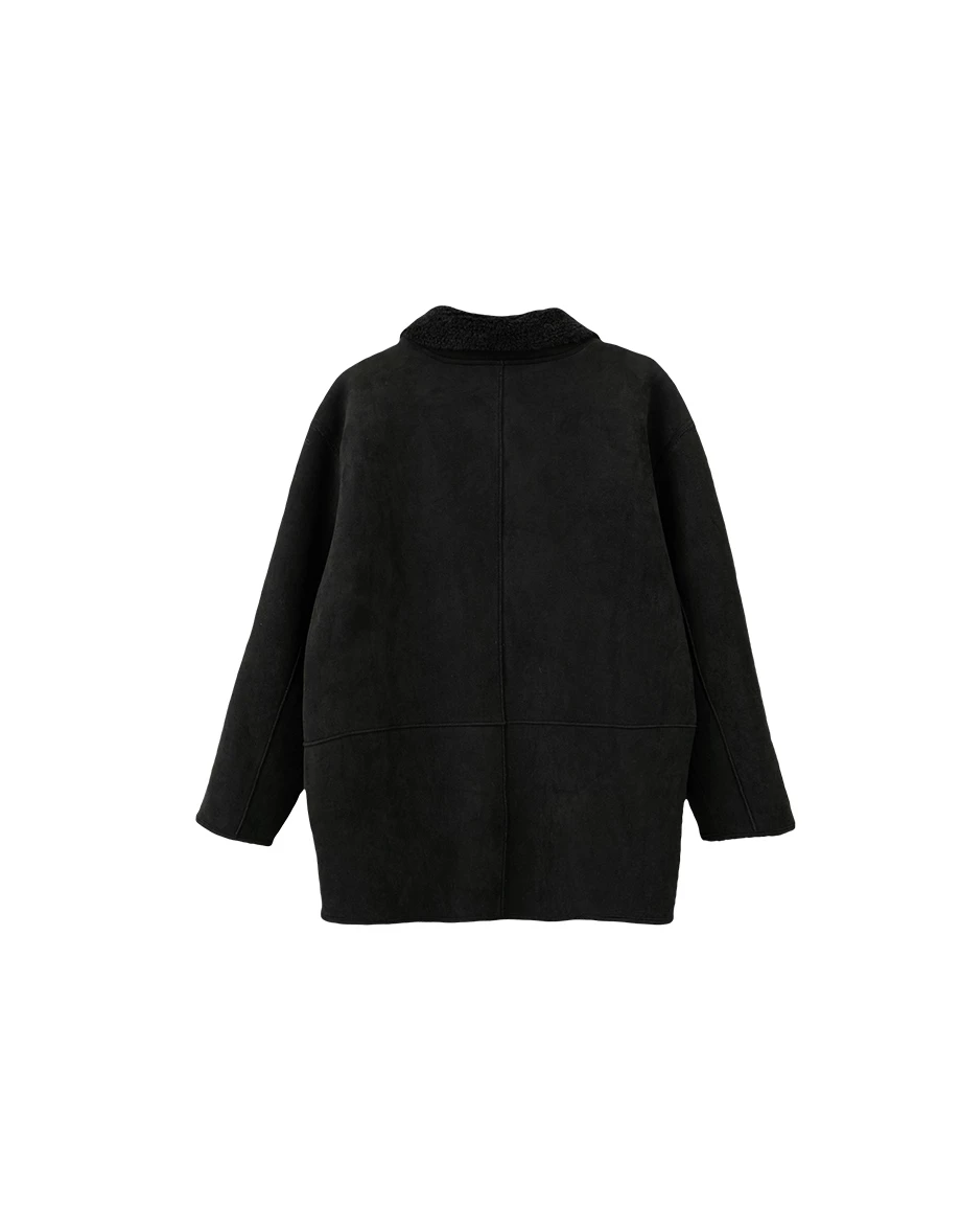 Oversized Reversible Faux Suede Shearling Jacket Oversized Reversible Faux Suede Shearling Jacket